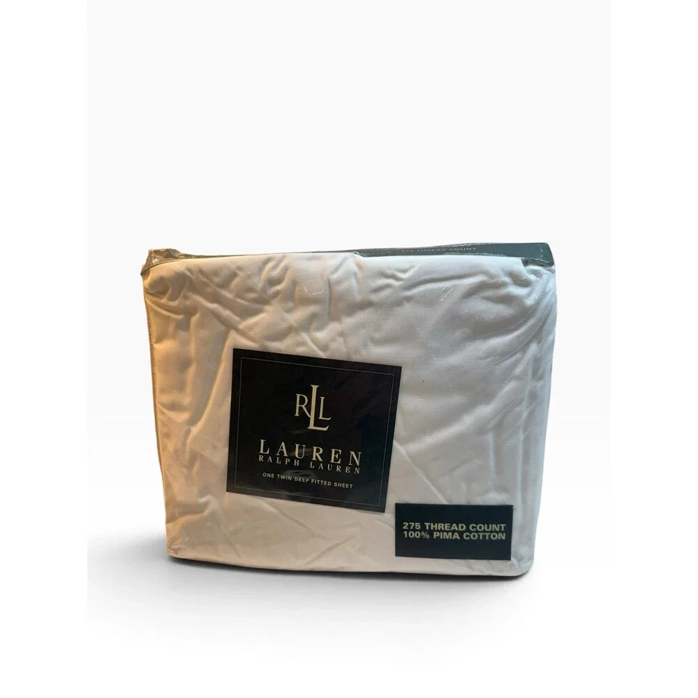 VTG Ralph Lauren Polo Twin Deep Fitted Sheet Supima Cotton Magnolia White NOS